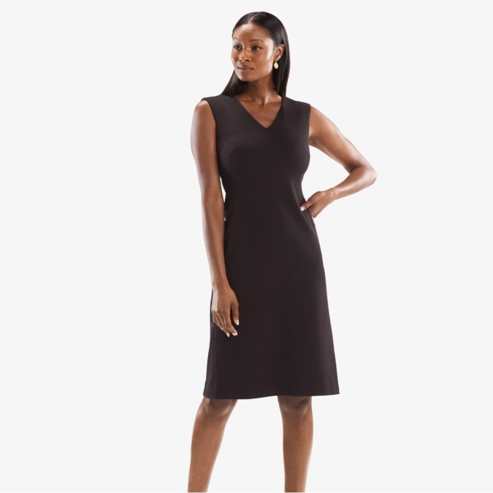 Black Tailored dress. Comfortable forgiving stretch material.
